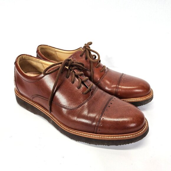 Samuel Hubbard Market Cap Brogue Dress Shoes Whisky Brown Leather Men 9M - Picture 1 of 16